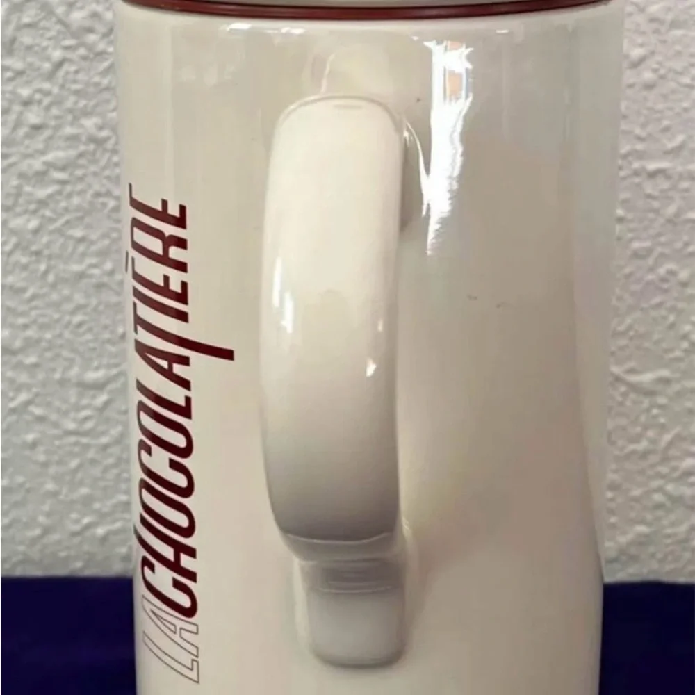 Crate & Barrel La Chocolatiere HotChocolate Pot Ceramic French PressFrother 34oz
